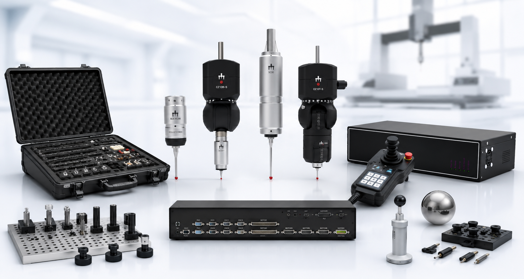 CMM probing, controller, fixturing, and calibration component family