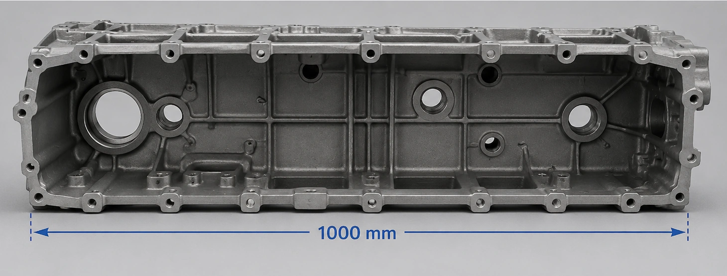 Large housing or casting with a 1000 mm measured feature distance